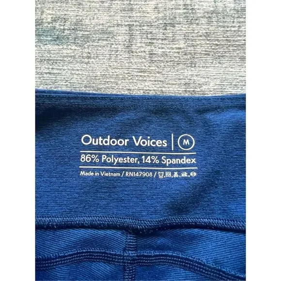 Outdoor Voices Blue Tri Tone 7/8 Warmup Athletic Leggings Medium - Picture 3 of 8